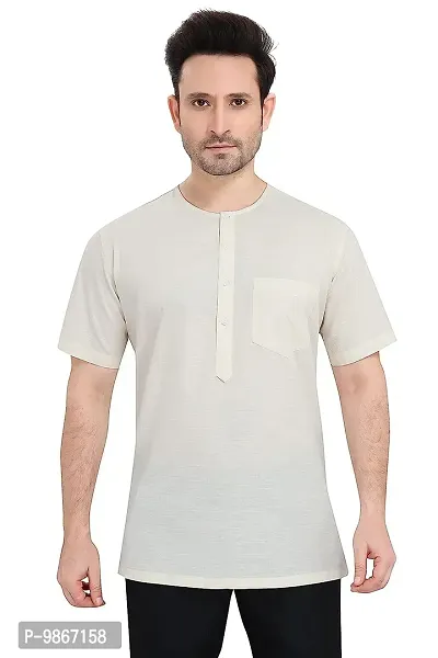 Fashtastic Men's Cream Cotton Short Kurta (Sadra)-XXL-thumb0