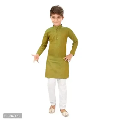 Fashtastic Boy's Hand loom Cotton Kurta Pajama Set | Kurta Pajama Set for Navratri