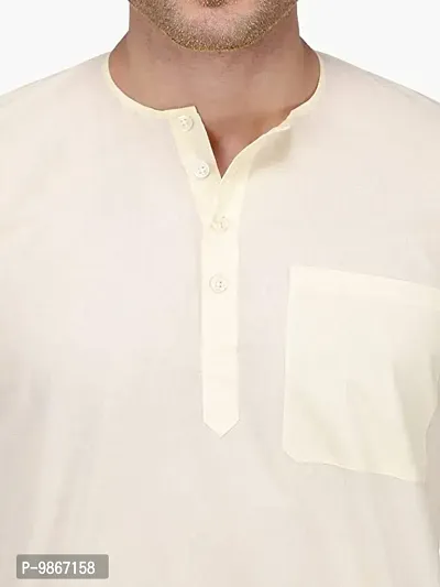 Fashtastic Men's Cream Cotton Short Kurta (Sadra)-XXL-thumb3