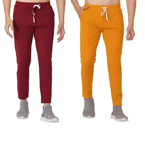 Classy Lycra Solid Track Pants For Men Pack Of 2