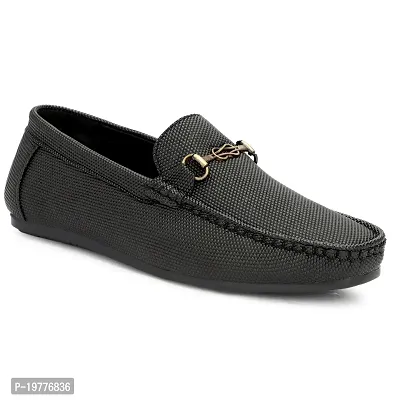 Stylish Black Synthetic Solid Loafers For Men-thumb2