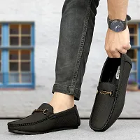 Stylish Black Synthetic Solid Loafers For Men-thumb3