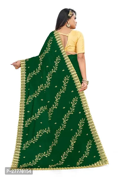 Stylish Georgette Green Embroidered Saree with Blouse piece-thumb5