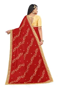 Stylish Georgette Red Embroidered Saree with Blouse piece-thumb3