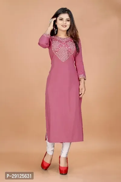 Embroderied Latest neck Design Cotton Fabricated Kurti-thumb0