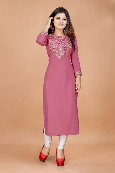 Stylish Cotton Embroidered A-Line Kurti