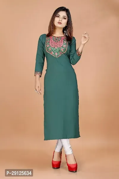 Embroderied Latest neck Design Cotton Fabricated Kurti-thumb0