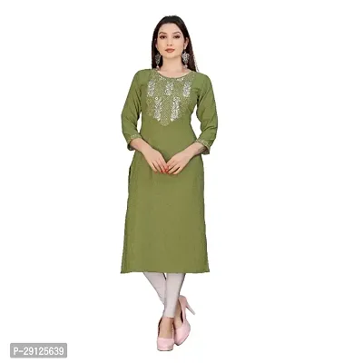 Embroderied Latest neck Design Cotton Fabricated Kurti-thumb0