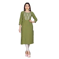 Embroderied Latest neck Design Cotton Fabricated Kurti-thumb2