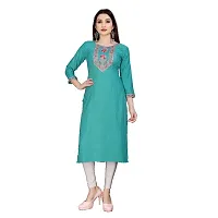 Embroderied Latest neck Design Cotton Fabricated Kurti-thumb2