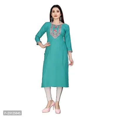 Embroderied Latest neck Design Cotton Fabricated Kurti-thumb3