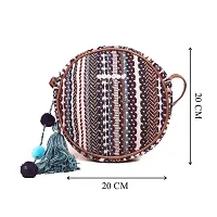ASTRID Women's Round Sling Bag with Pompoms (Brown)-thumb3