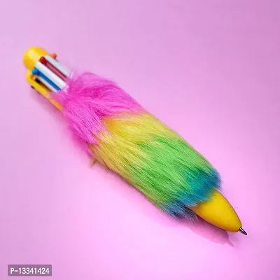 Cute and fancy unicorn fur pouch, unicorn glitter pen with 6in1 fur pen for birthday return gift-thumb4