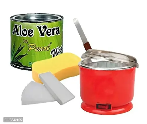 PMPEARL Waxing Kit/Wax Kit Combo Kit Includes (Wax Heater(Auto Cut) + Wax + Wax Strips + Wax Knife + Sponge) (Aloe Vera)