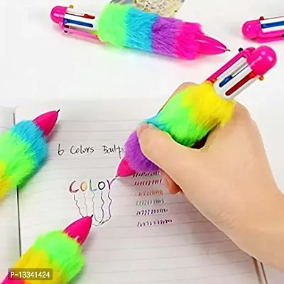 Cute and fancy unicorn fur pouch, unicorn glitter pen with 6in1 fur pen for birthday return gift-thumb5