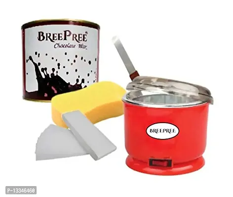 BREEPREE Waxing Kit/Wax Kit Combo includes (Wax Heater + Chocolate Wax + Wax Strips + Wax Spatula + Sponge)-thumb0