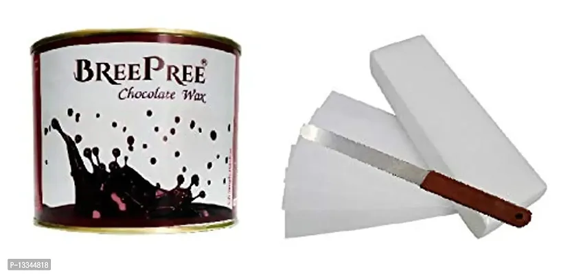 BREEPREE Chocolate Hot Wax-600 g with 30 Strips and Waxing Spatula