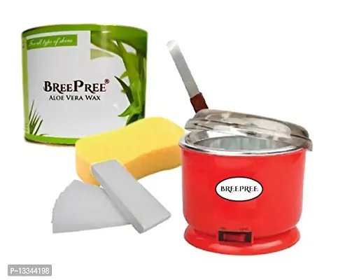 BREEPREE Waxing Kit/Wax Kit Combo Includes (Automatic Wax Heater +Wax + Wax Strips + Wax Spatula+ Sponge) (Aloe Vera)-thumb0