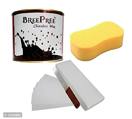 BREEPREE Chocolate Wax (600gm) with 30 Waxing Strips + Wax Spatula & Sponge