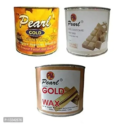 PMPEARL Wax Combo - White Chocolate + Cold + Gold Hair Removal Wax (600 gm) x 3 pcs