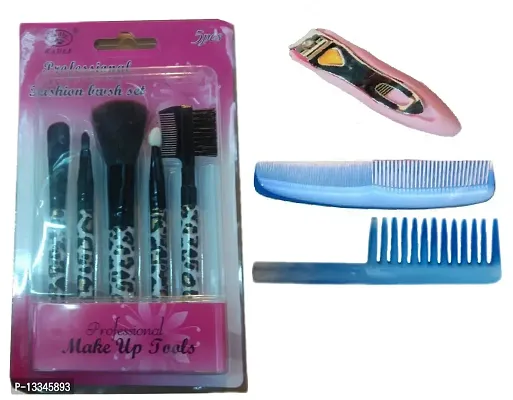 DDH Makeup Brush Set, 5 Pieces with Nail Cutter, Comb (2 Pc)