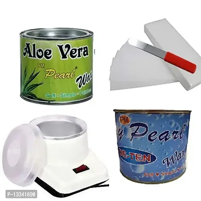 PMPEARL Waxing Kit Combo (Wax Heater + Aloe Wax (600 gm) + Dtan Wax (600 gm) + Wax Strips (30) + Wax Spatula)-thumb0