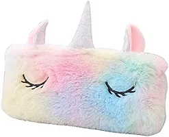 Cute and fancy unicorn fur pouch, unicorn glitter pen with 6in1 fur pen for birthday return gift-thumb1