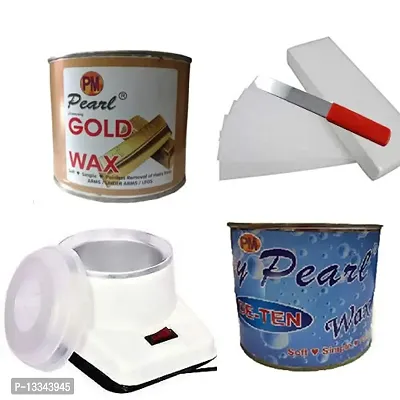 PMPEARL Waxing Kit Combo (Wax Heater + Gold Wax (600 gm) + Dtan Wax (600 gm) + Wax Strips (30) + Wax Spatula)