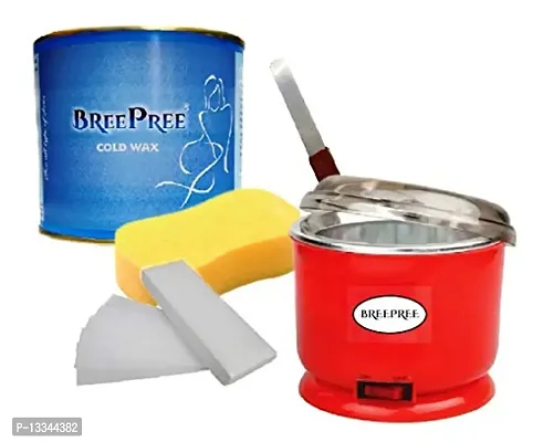 BREEPREE Waxing Kit Combo Wax Machine (Wax Heater + Cold Wax (600 gm) + Wax Strips (30) + Wax Spatula)-thumb0