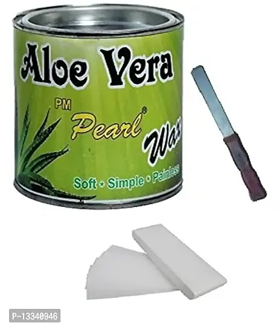 PMPEARL Aloevera Hot body Wax 600gm for Hair Removal + 90 Wax Strips with Wax Knife (Pack of 2)