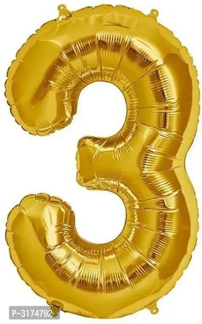 Birthday Party 3 Number Foil Balloon ( Golden Colour )