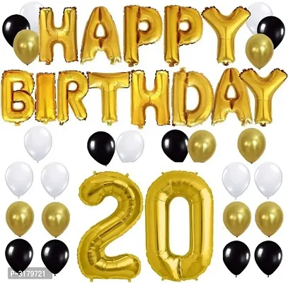 Happy Birthday Gold Letter Foil, Black Gold White Latex Balloons , 20 No. Perfect combo for decoration on Birthday