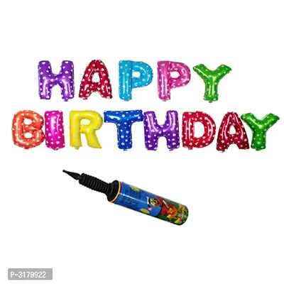 HAPPY BIRTHDAY Letters Foil Toy Balloon -Hanging Foil Birthday Balloon (with Air Pump)-thumb0