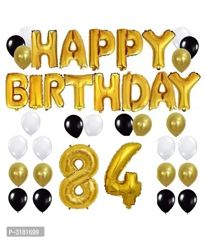 Happy Birthday Gold Letter Foil, Black Gold White Latex Balloons , 84 No. Perfect combo for decoration on Birthday