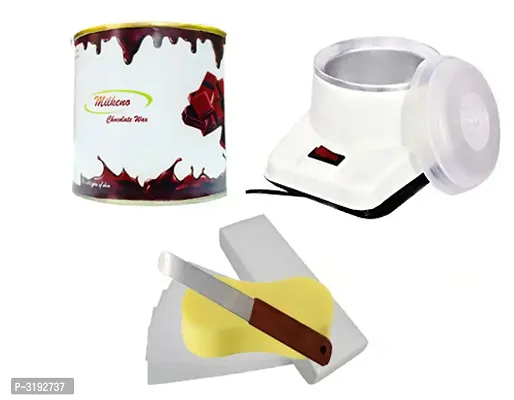 Waxing Kit/Wax Kit Combo Kit Includes (Wax Heater + Wax + Wax Strips + Wax Knife + Sponge) (Chocolate)