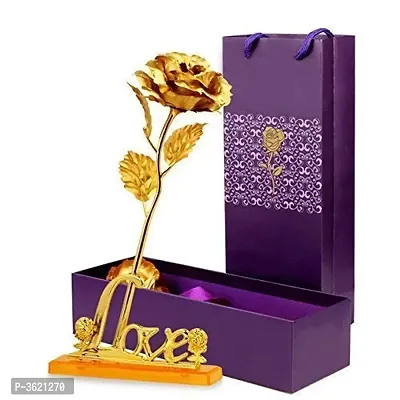 24K Golden Rose 10 Inches With Love Stand - Best Gift For Loves Ones, Valentines Day, Mothers Day, Anniversary, Birthday