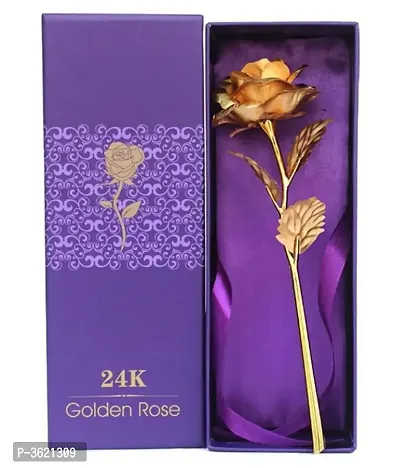 Valentine gift Gold Plated Artificial Rose With Box and Carry Bag- Pack of 1-thumb0