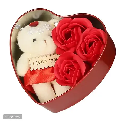 Valentine Day Gift for Wife, Special Valentine's Day Gift for Lover, Valentine's Day Gift for Lover, Valentine Day Gift for Wife (Heart Shaped Box with Teddy and Roses)-thumb0