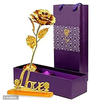24K Golden Rose 10 Inches With Love Stand - Best Gift For Loves Ones, Valentines Day, Mothers Day, Anniversary, Birthday