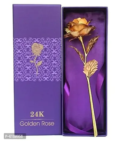 Valentine gift Gold Plated Artificial Rose With Box and Carry Bag- Pack of 1