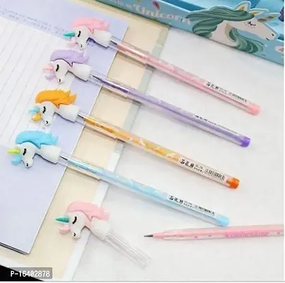 BREEPREE Combo of 4 Pcs Unicorn Pencils and 1 Unicorn Fur Pouch Pencil Case Zipper Closer Soft Pencil Pouch  Unicorn Stationery 5 Pcs-thumb3