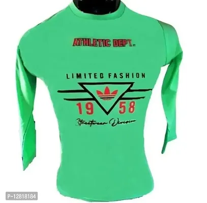 Cotton Green Long Sleeves Printed Tshirts-thumb0