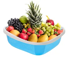 Stri Fruit and Vegetable Plastic Basket Set of 3 (Blue)-thumb2