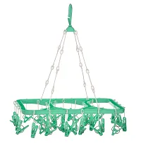 Stri Plastic Cloth Drying Stand Hanger with 24 Clips/pegs, Baby Clothes Hanger Stand-thumb3