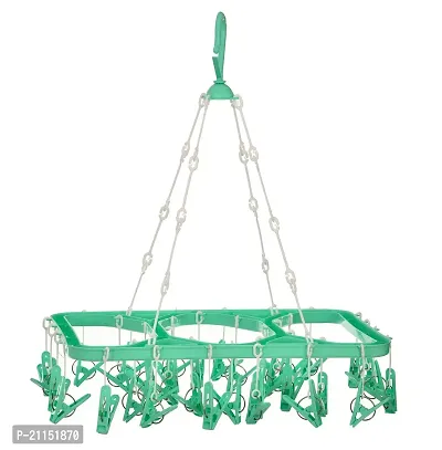 Stri Plastic Cloth Drying Stand Hanger with 24 Clips/pegs, Baby Clothes Hanger Stand-thumb4