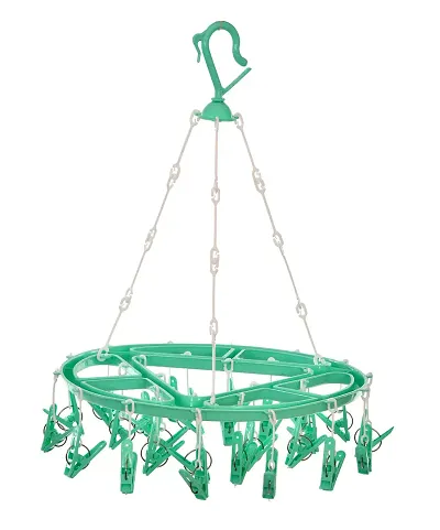 Stri Plastic Cloth Drying Stand Hanger with 24 Clips/pegs, Baby Clothes Hanger Stand