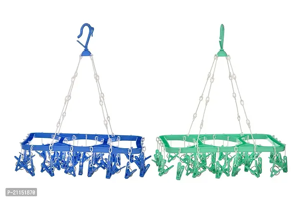Stri Plastic Cloth Drying Stand Hanger with 24 Clips/pegs, Baby Clothes Hanger Stand