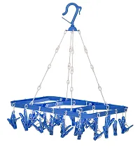 Stri Plastic Cloth Drying Stand Hanger with 24 Clips/pegs, Baby Clothes Hanger Stand-thumb1