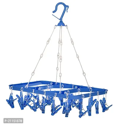 Stri Plastic Cloth Drying Stand Hanger with 24 Clips/pegs, Baby Clothes Hanger Stand-thumb2