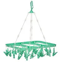 Stri Plastic Cloth Drying Stand Hanger with 24 Clips/pegs, Baby Clothes Hanger Stand-thumb4